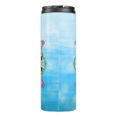 Roze Butterfly Mandala Whimsical Hand Drawn Thermosbeker (Achterkant)