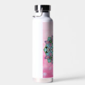 Roze Butterfly Mandala Whimsical Hand Drawn Waterfles (Rechts)