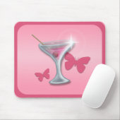 Roze Butterfly Martini mousepad Muismat (Met muis)