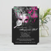 Roze Butterfly Masquerade Masker Costume Halloween Kaart (Staand voorkant)