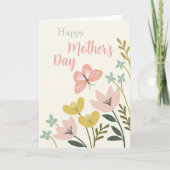 Roze Butterfly Moederdag Kaart (Voorkant)