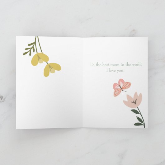 Roze Butterfly Moederdag Kaart (Binnen)