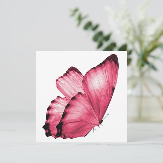 Roze Butterfly Notecard (Staand voorkant)
