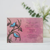 Roze Butterfly Pair Bridal Shower Uitnodiging (Staand voorkant)