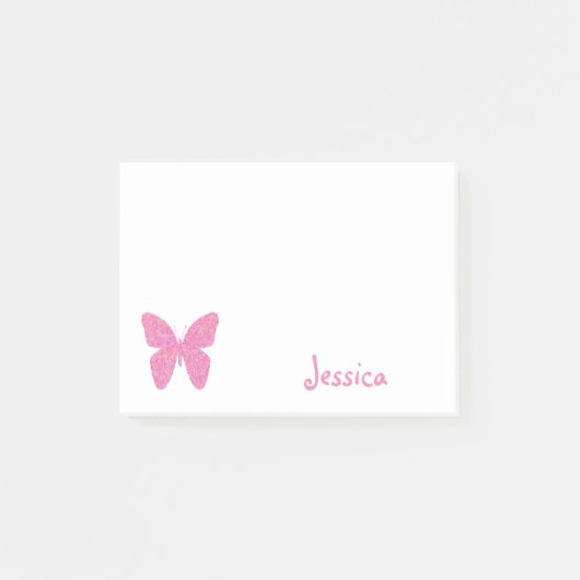 Roze Butterfly Persoonlijke meisjesnaam Post-it® Notes (Voorkant)