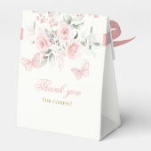 Roze Butterfly Quinceañera Bedankdoosjes (Achterkant)