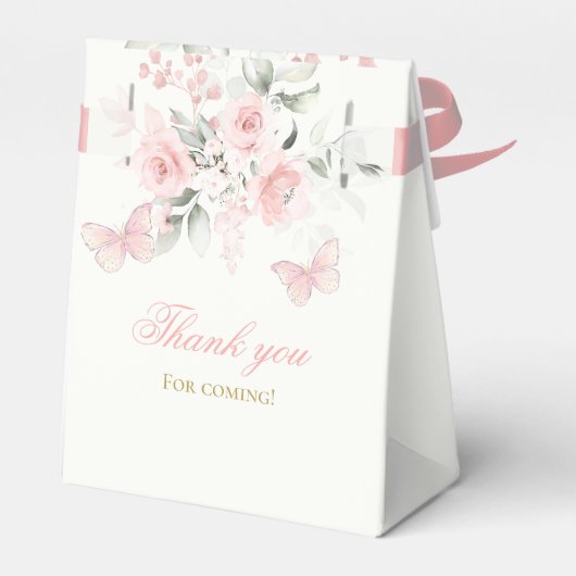 Roze Butterfly Quinceañera Bedankdoosjes (Achterkant)