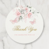 Roze Butterfly Quinceañera Bedankjes Labels (Achterkant)
