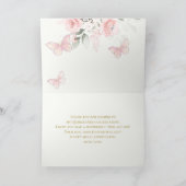 Roze Butterfly Quinceañera Bedankkaart (Binnen)