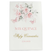 Roze Butterfly Quinceañera Medium Cadeauzakje (Voorkant)