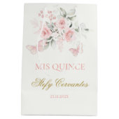 Roze Butterfly Quinceañera Medium Cadeauzakje (Achterkant)