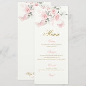 Roze Butterfly Quinceañera Menu (Voorkant / Achterkant)