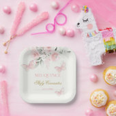 Roze Butterfly Quinceañera Papieren Bordje (Feest)