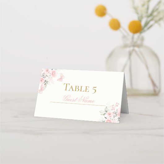 Roze Butterfly Quinceañera Plaatskaartje (Voorkant)