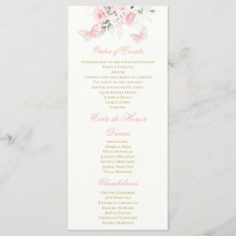 Roze Butterfly Quinceañera Programmakaart