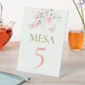 Roze Butterfly Quinceañera Reclamebord Met Voetstuk (Insitu)