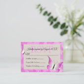 Roze Butterfly Quinceañera RSVP-kaart Advieskaart (Staand voorkant)