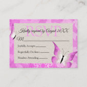 Roze Butterfly Quinceañera RSVP-kaart Advieskaart (Voorkant)
