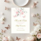 Roze Butterfly Quinceañera Save The Date