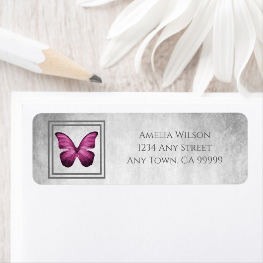 Roze Butterfly Return Address Label (Insitu)