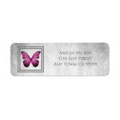 Roze Butterfly Return Address Label (Voorkant)