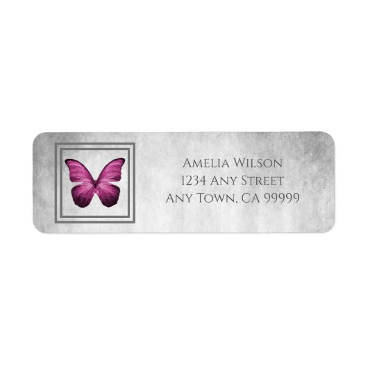 Roze Butterfly Return Address Label (Voorkant)