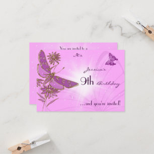 Roze Butterfly RSVP Invitation Kaart