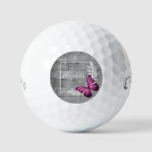 Roze Butterfly Rustic Golf Balls Golfballen (Voorkant)