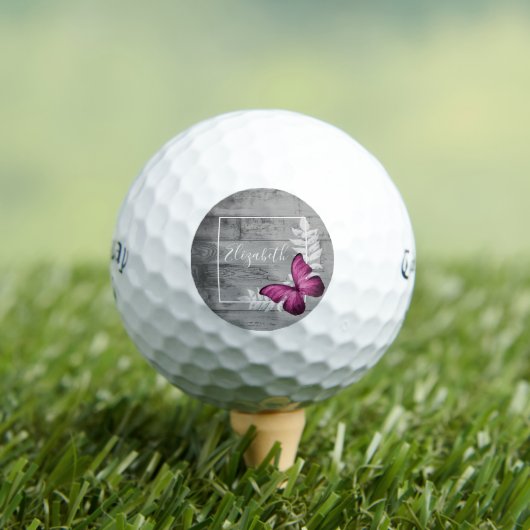 Roze Butterfly Rustic Golf Balls Golfballen (Insitu Shirt)