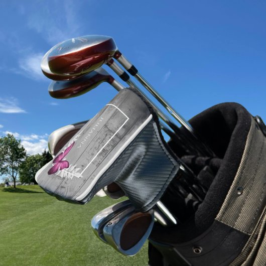 Roze Butterfly Rustic Golf Head Hoesje Golfheadcover