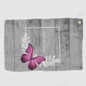 Roze Butterfly Rustic Golf Towel Golfhanddoek (Horizontaal)