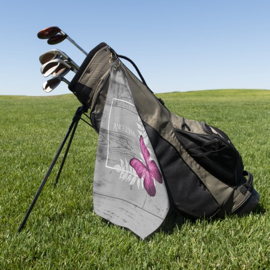 Roze Butterfly Rustic Golf Towel Golfhanddoek (Groen)