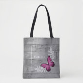 Roze Butterfly Rustic Personalized Canvas tas (Voorkant)