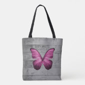 Roze Butterfly Rustic Personalized Canvas tas (Achterkant)