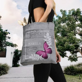Roze Butterfly Rustic Personalized Canvas tas