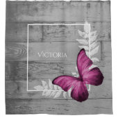 Roze Butterfly Rustic Personalized Shower Curtain Douchegordijn (Voorkant)