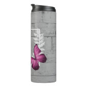 Roze Butterfly Rustic Personalized Thermal Tumbler Thermosbeker (Geroteerd rechts)