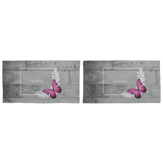 Roze Butterfly Rustic Pillow Hoesje Kussensloop (Voorkant-Set)