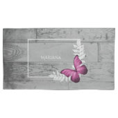 Roze Butterfly Rustic Pillow Hoesje Kussensloop (Voorkant-Links)