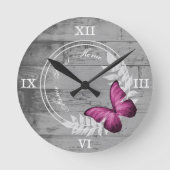 Roze Butterfly Rustige Acrylwandklok Ronde Klok (Voorkant)
