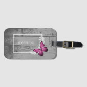 Roze Butterfly Rustisch Bagagelabel (Voorkant (horizontaal))