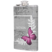 Roze Butterfly Rustische kolf Heupfles (Links)