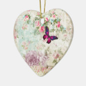 Roze Butterfly Shabby Collage Keramisch Ornament (Links)