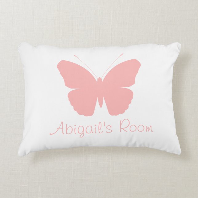 Roze Butterfly Silhouette Design (gepersonaliseerd Accent Kussen (Voorkant)