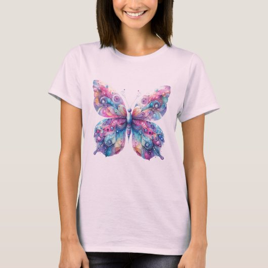 Roze Butterfly Splendor T-shirt (Voorkant)