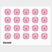 Roze Butterfly Sticker. Ronde Sticker (Vel)