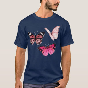 Roze Butterfly-stickers esthetisch T-shirt