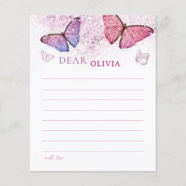 Roze Butterfly Theme Birthday Time Capsule Note