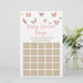 Roze Butterfly Thormbingo Baby shower Game Briefpapier (Staand voorkant)