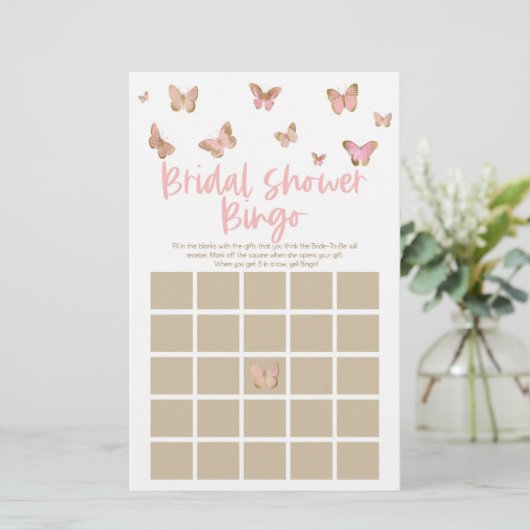 Roze Butterfly Thormbingo Vrijgezellenfeest Game Briefpapier (Staand voorkant)